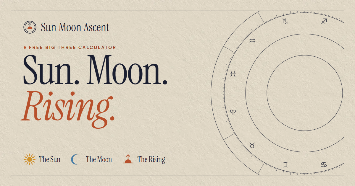 Birth Time Rising Chart Big Three Calculator: Sun, Moon and Rising Sign | Sun Moon Ascent